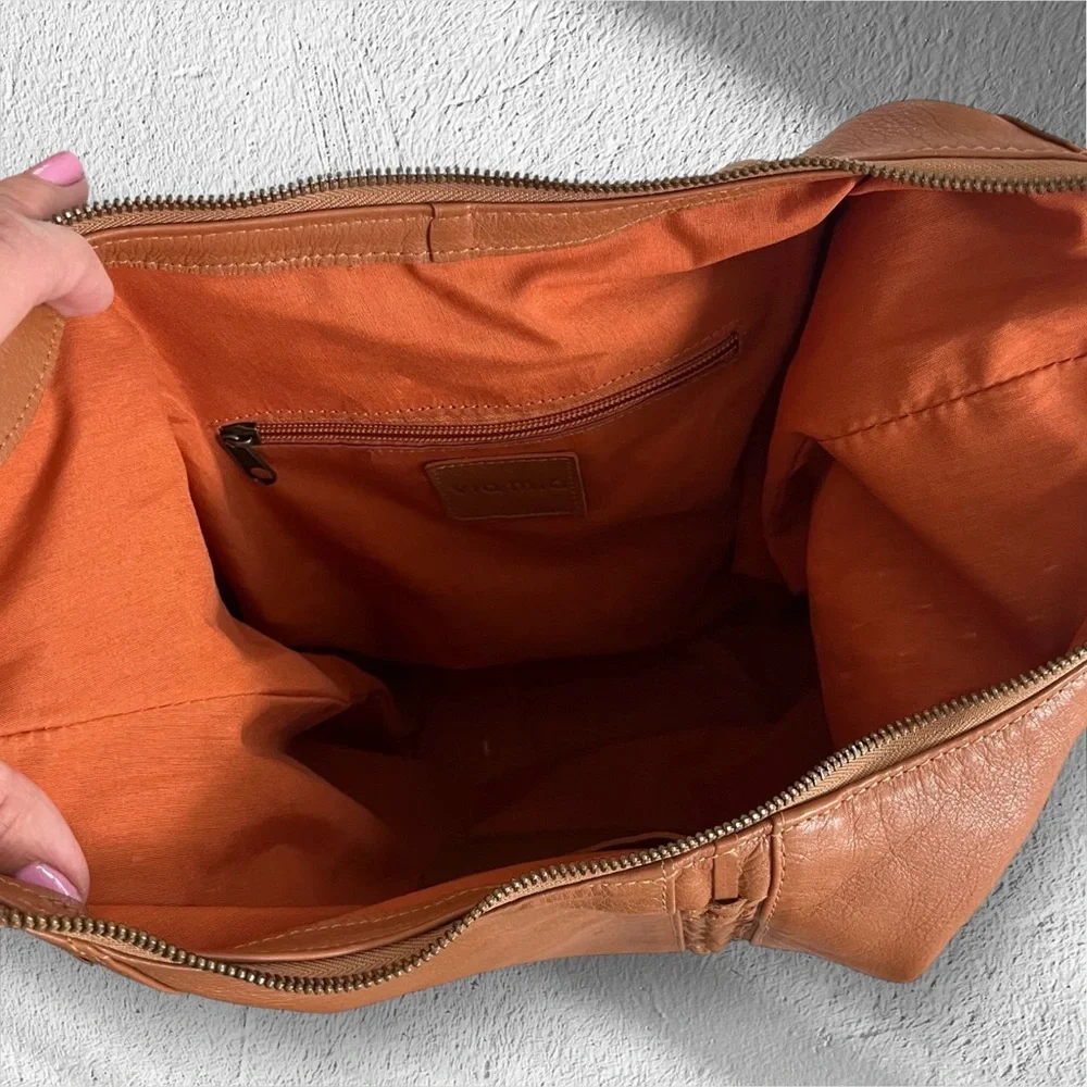 Caramel Leather Hobo Bag – Braided Detail, Slouchy Boho - Picture 2 of 3